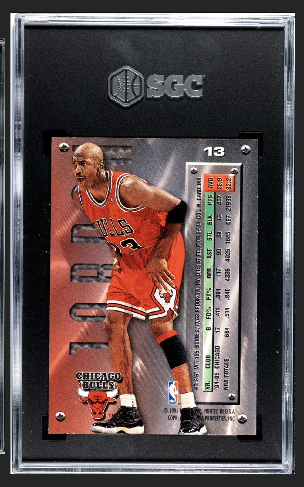 1995-96 Fleer Metal - Silver Spotlight Michael Jordan #13 NBA Bulls Graded SGC 7