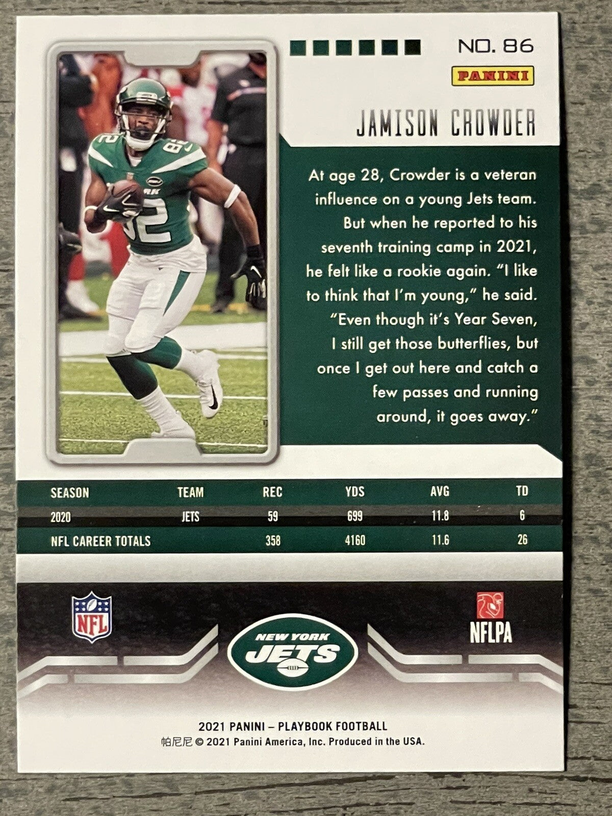 2021 Playbook Sparkle Jamison Crowder NFL Parallel Card #86 NFL NY Jets Football