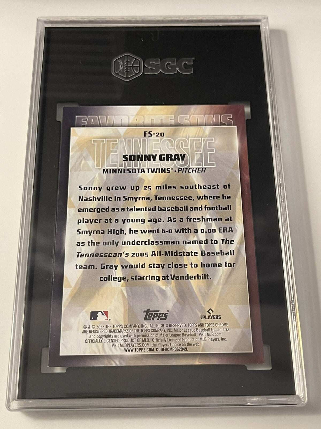 Sonny Gray 2023 Topps Series 2 Favorite Sons PSA 9.5 Minnesota Twins baseball card in protective case