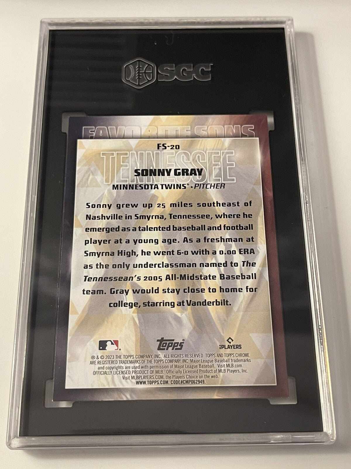 Sonny Gray Favorite Sons 2023 Topps Series 2 FS-20 PSA 9.5 - MLB Minnesota Twins