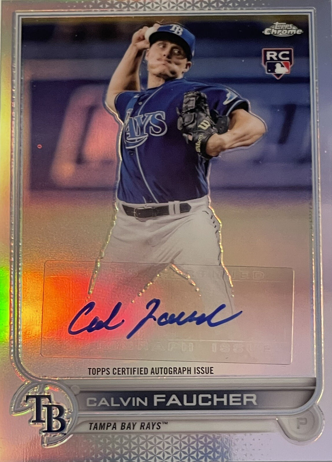 2022 Topps CHROME Update Calvin Faucher AUTO ROOKIE RC TAMPA BAY RAYS #AC-CF