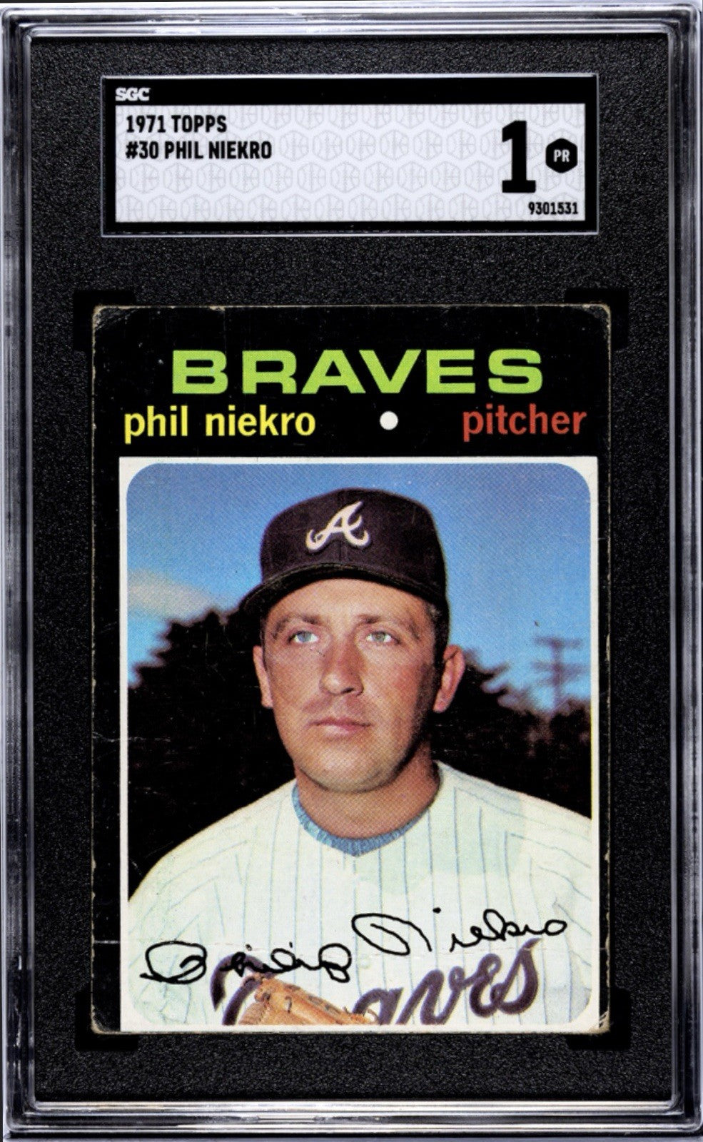1971 Topps PHIL NIEKRO* MLB Atlanta Braves Baseball Card #30 HOF Legend - SGC 1