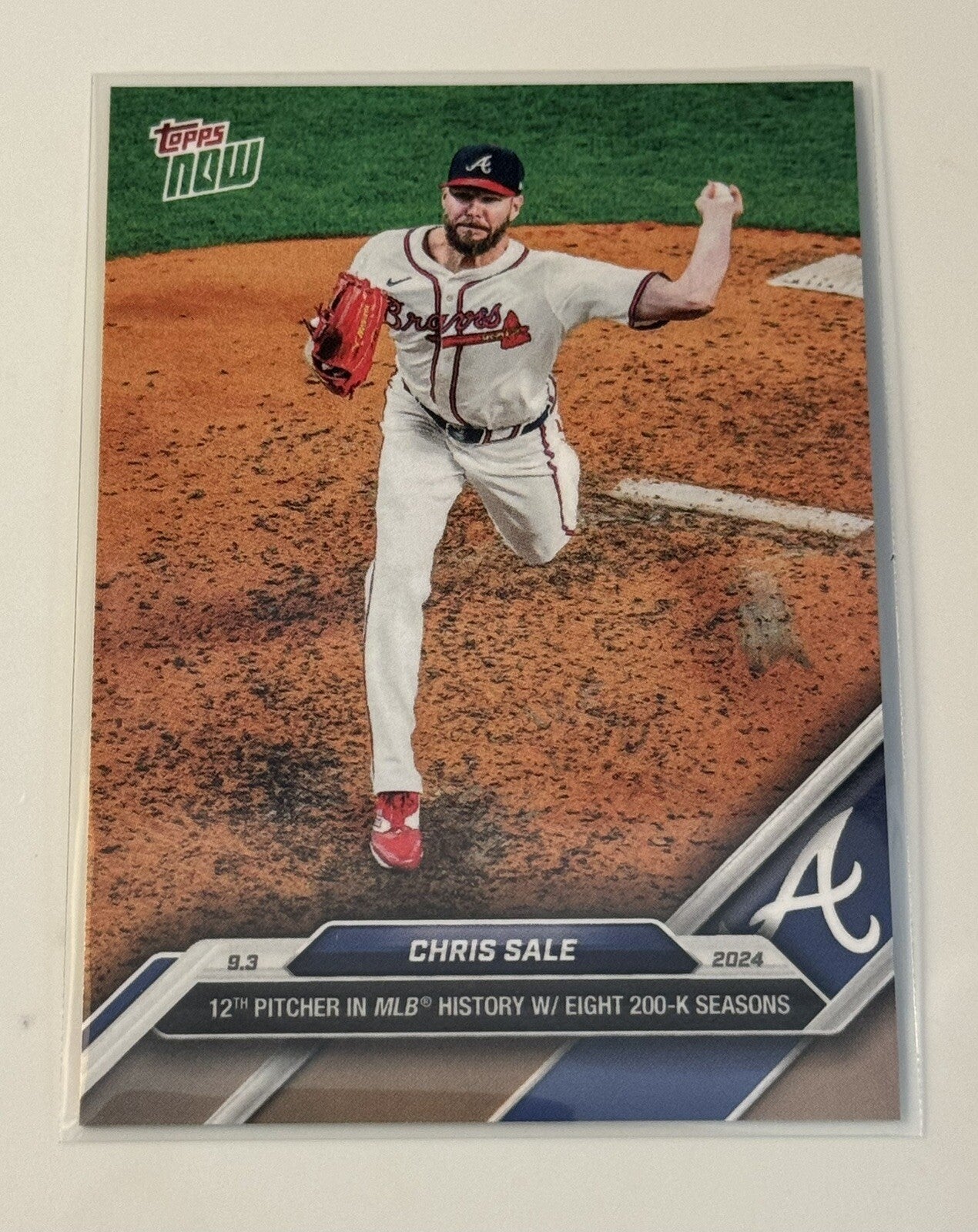 Chris Sale MLB Atlanta Braves 2024 Topps Now #639 12th In History 8 200k Seasons