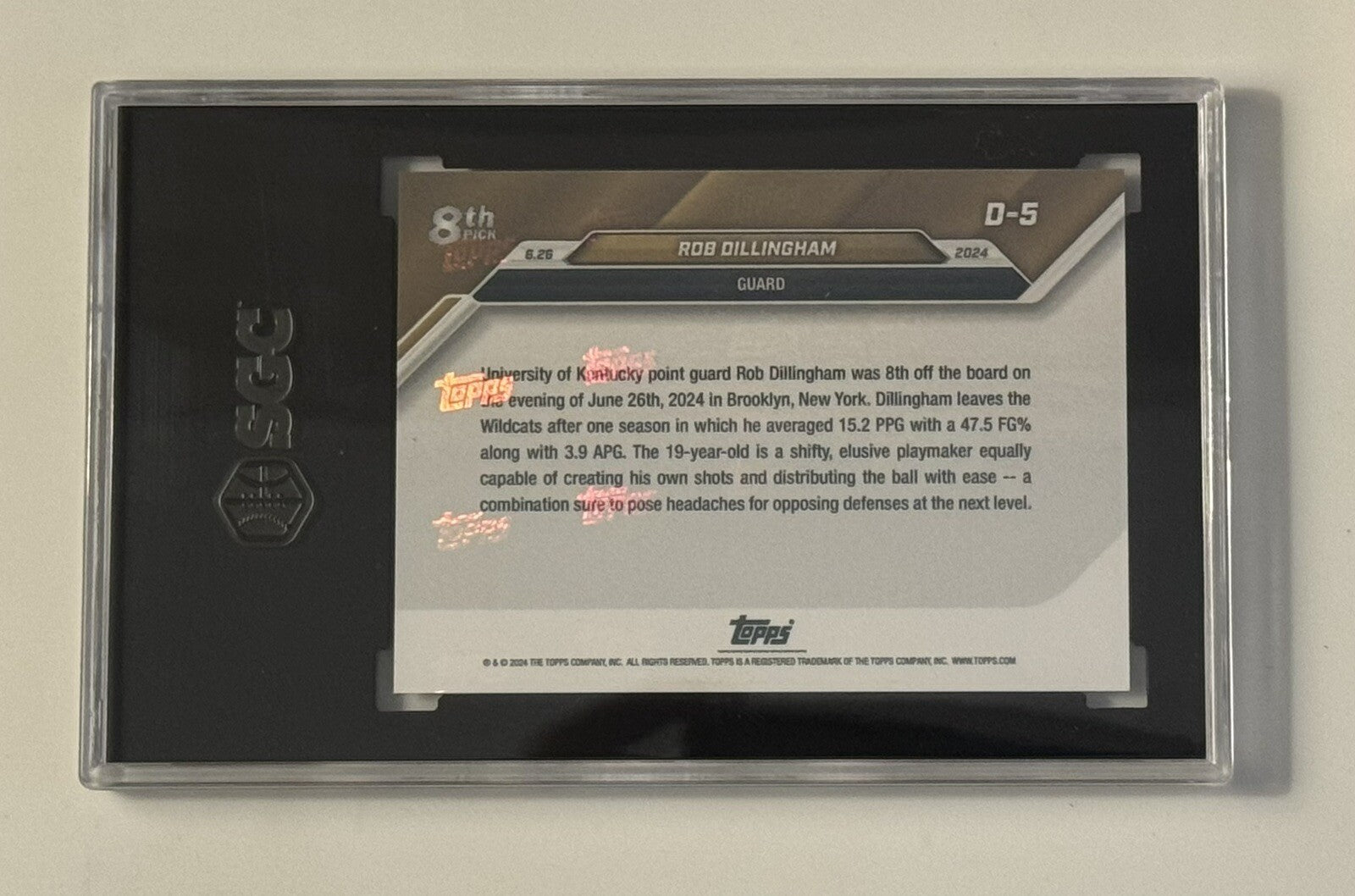 8/49* Rob Dillingham RC* - 2024 TOPPS NOW Basketball #D5 8th Pick TWolves SGC 10