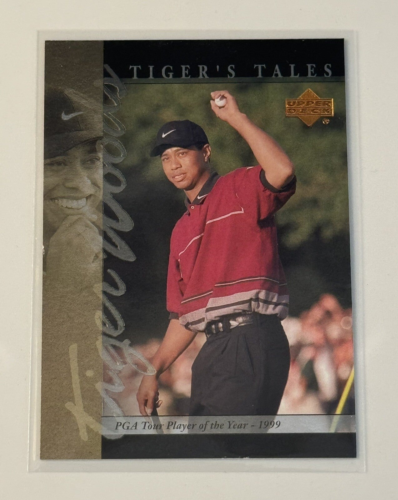 2001 Upper Deck Tiger Woods* Tiger's Tales Rookie #TT18 - PGA Tour Card 1999 POY