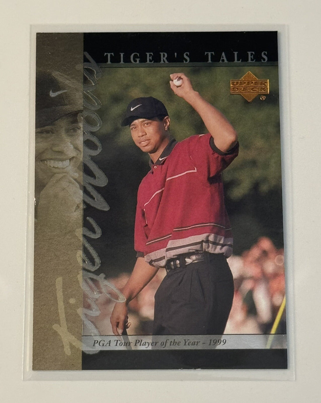 2001 Upper Deck Tiger Woods* Tiger's Tales Rookie #TT18 - PGA Tour Card 1999 POY