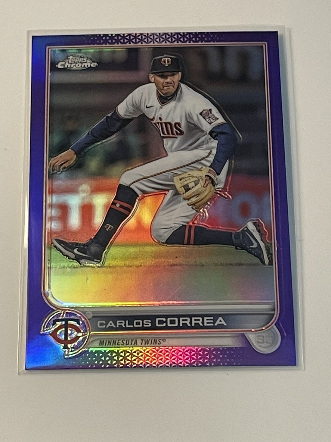 2023 Topps Chrome Carlos Correa Purple Refractor Card #USC98 MLB Minnesota Twins