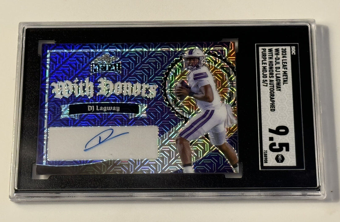 5/7 DJ Lagway RC* Auto 2024 LEAF FOOTBALL WH-DJL - Purple MOJO GATORS - SGC 9.5