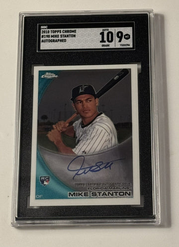 Giancarlo/Mike STANTON RC AUTO 2010 Topps Chrome Rookie #190 NY Yankees SGC 9/10