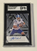 42/99 Riley Leonard RC Auto - 2024 LEAF PRESS PASS PREMIUM PURPLE ROOKIE - SGC 9