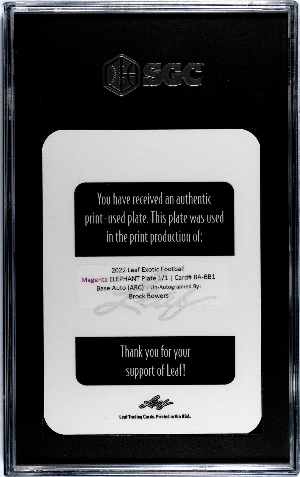 1/1 Brock Bowers RC 2022 Leaf EXOTIC Magenta Elephant Printing Plate - UGA Dogs*