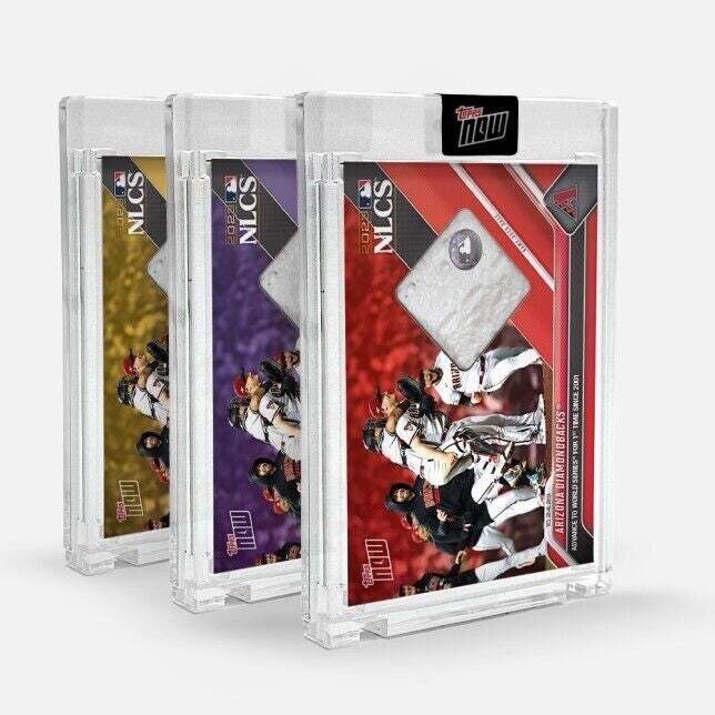 2023 MLB Topps Now Arizona Diamondbacks game used base relic card numbered 99 or lower in protective sleeve and top loader