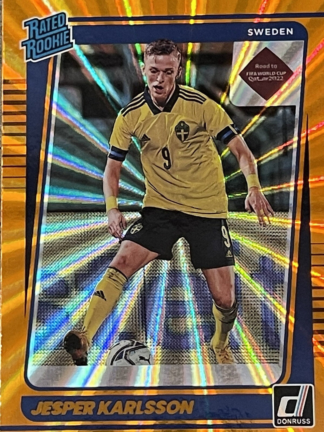 Jesper Karlsson RATED ROOKIE ORANGE LASER 2021 Panini Donruss soccer card