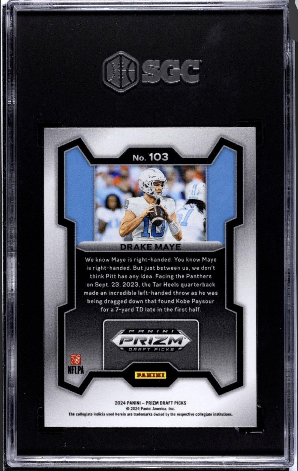 2024 Panini Prizm D.P. Red Ice Prizm Drake Maye RC Card #103 NFL Patriots SGC 9*