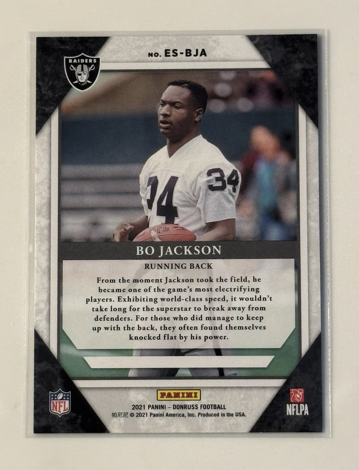 2021 Donruss Bo Jackson Elite Series #ESBJA - Los Angeles Raiders Nice Card!