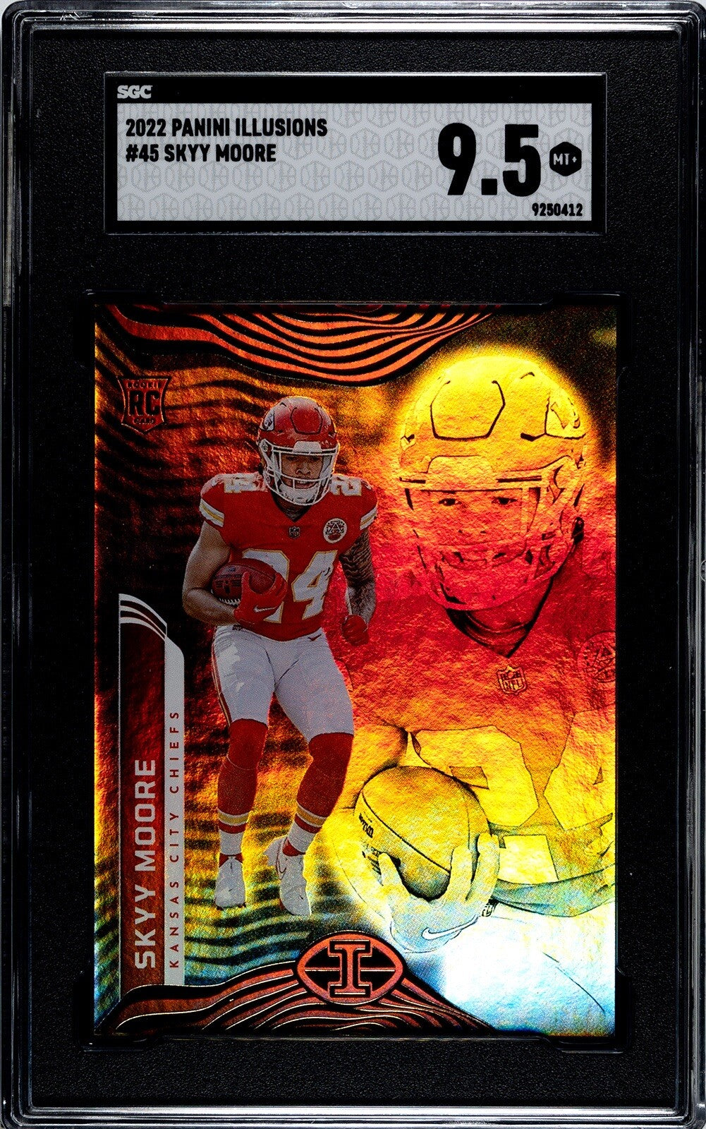 Skyy Moore* RC* 2022 Illusions Football Card 45 - NFL Kansas City Chiefs SGC 9.5