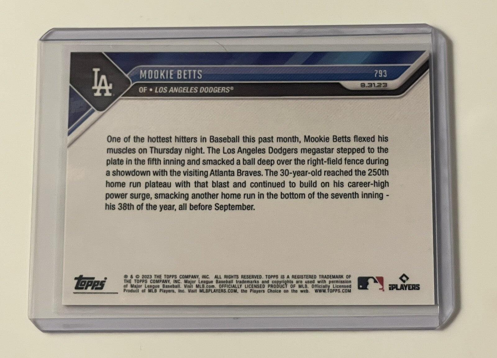 Mookie Betts - 2023 MLB TOPPS NOW 793 Hits 250th Home Run Of Career MLB Dodgers*