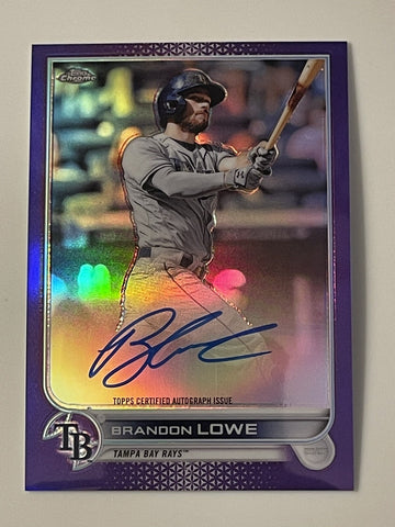 2022 Topps Chrome BRANDON LOWE AUTO PURPLE REFRACTOR 217/250 #CVA-BL TB RAYS