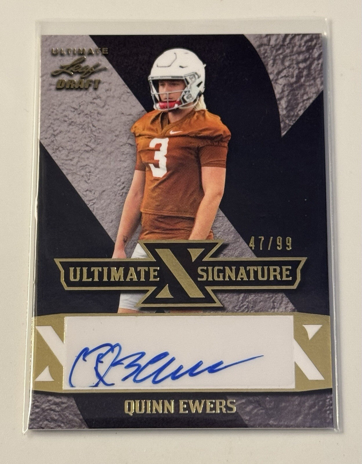 47/99 Quinn Ewers RC Auto 2022 Leaf Ultimate Sign. TEXAS Longhorns Card #UXS-QE1