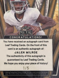 1/5 Jalen Milroe RC Auto 2024 Leaf Metal Football Red Wave Alabama - Card BA-JM1