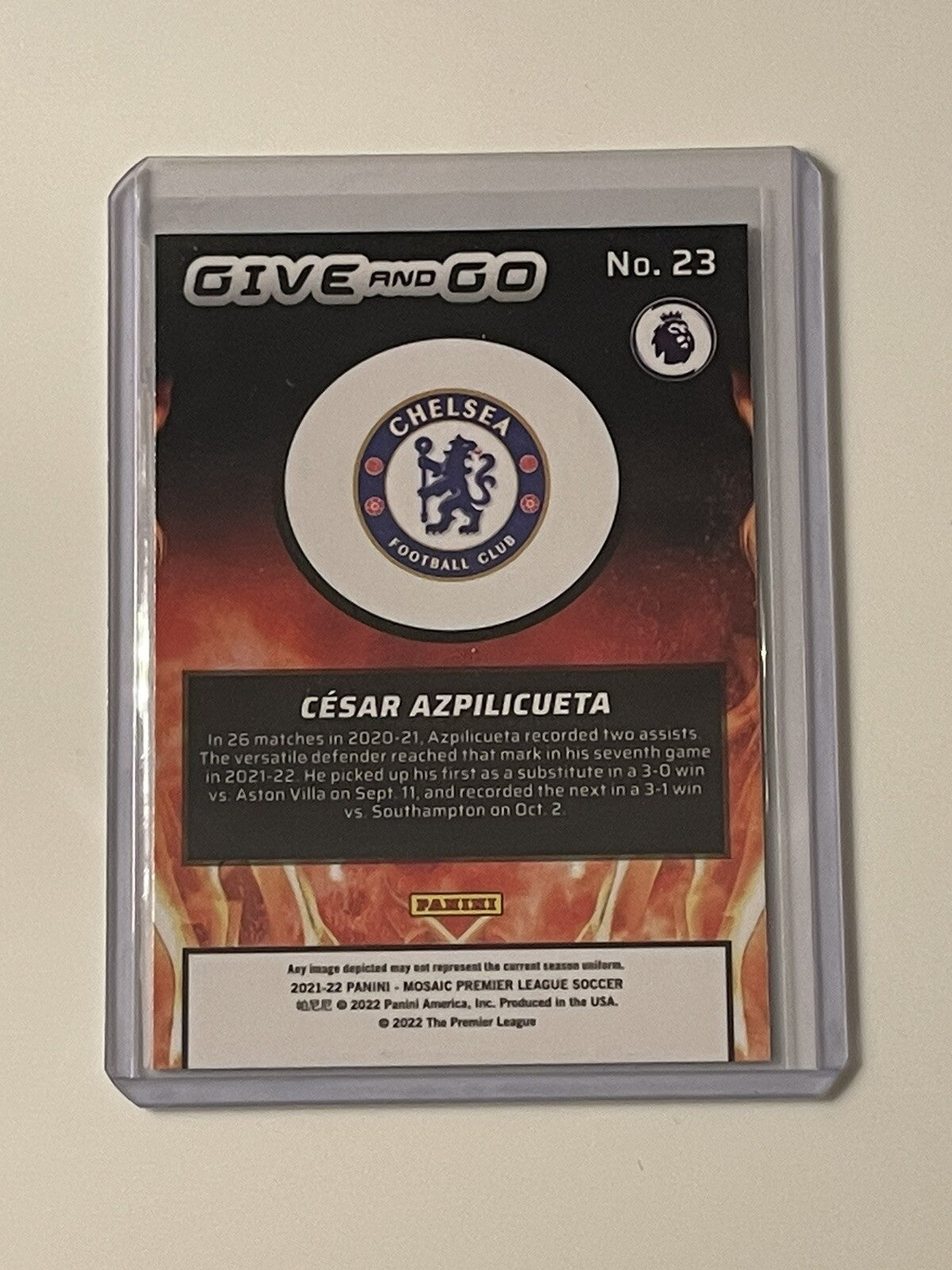 Cesar Azpilicueta 2021-22 Panini Mosaic Give and Go Silver Mosaic Prizm Card #23
