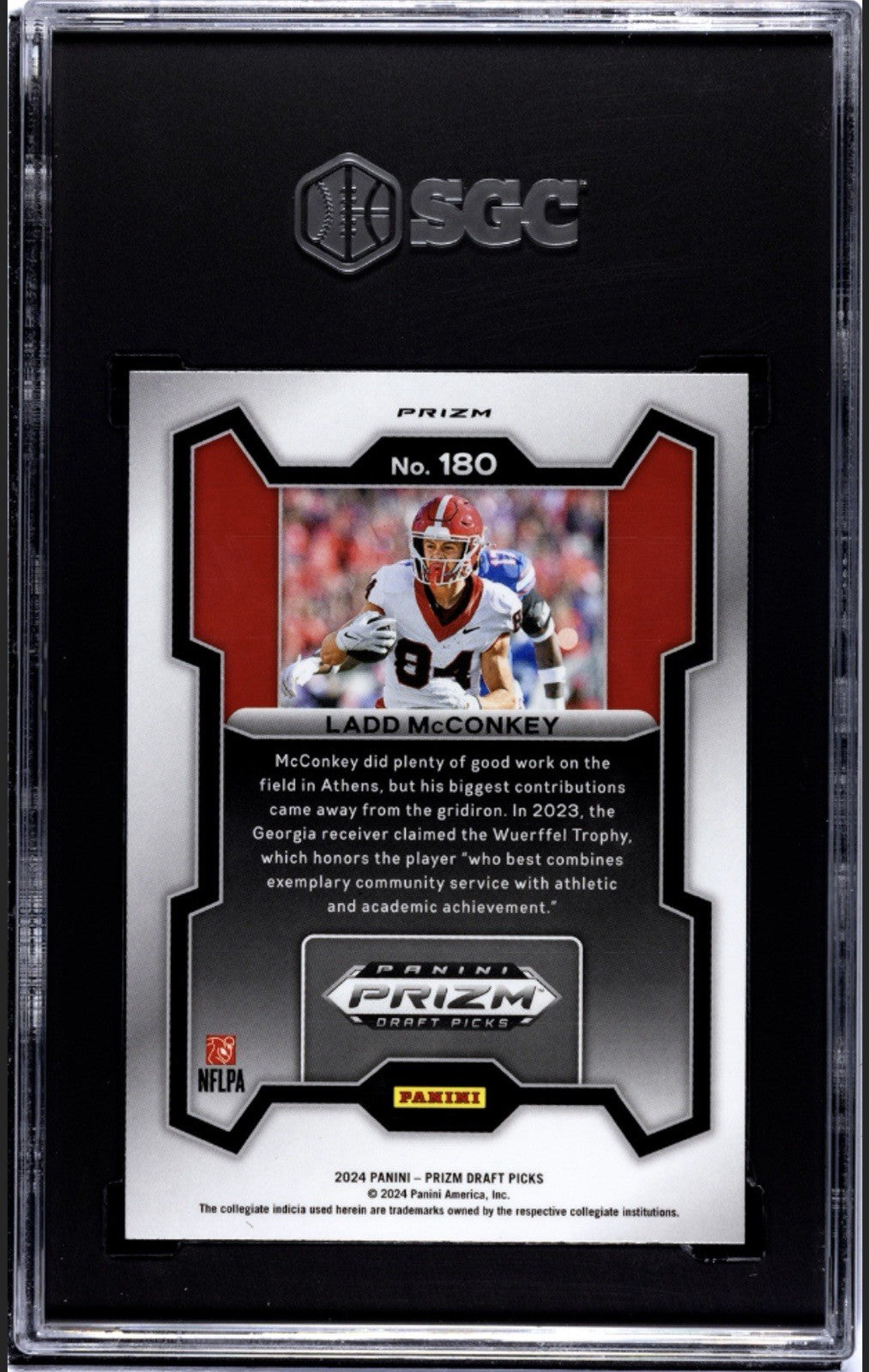 2024 Panini Prizm Draft LADD McCONKEY RC Red Wave Prizm 180 UGA/Chargers SGC 8.5