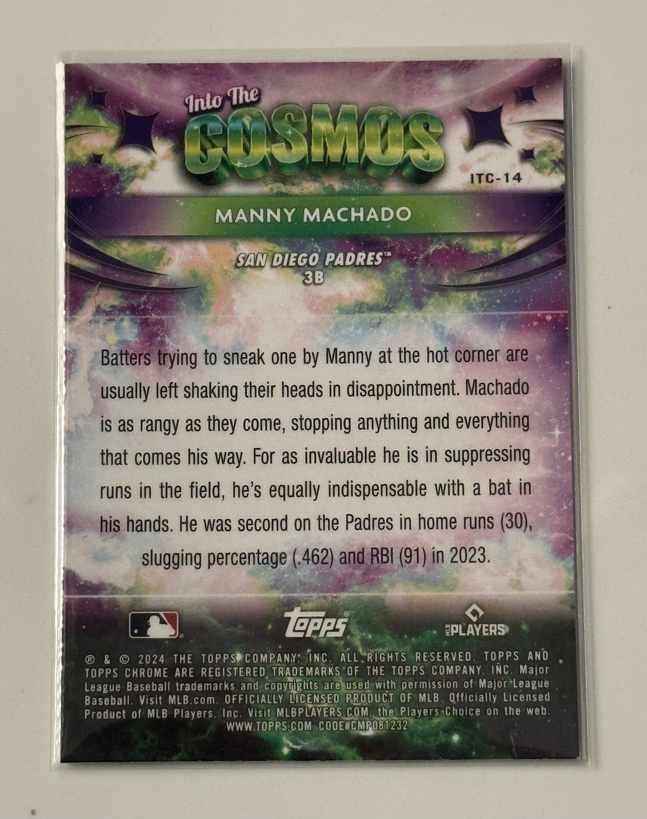 MANNY MACHADO - INTO THE COSMOS 2024 TOPPS CHROME COSMIC Refractor SD Padres #38