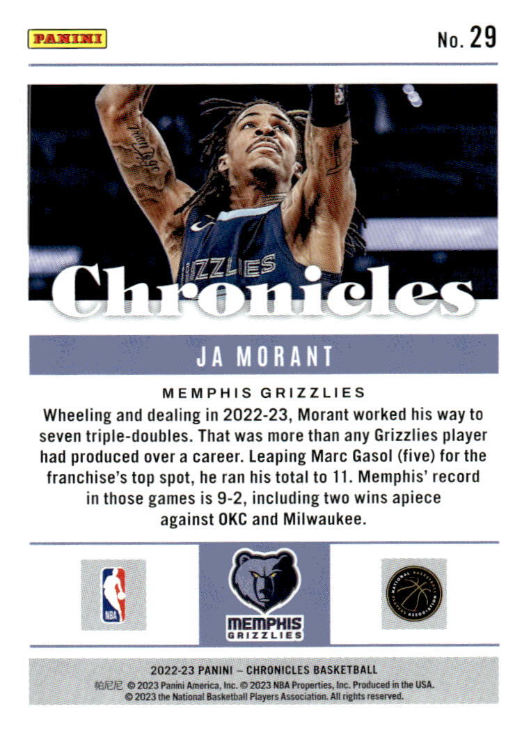 2022-23 Panini Chronicles #29 Ja Morant