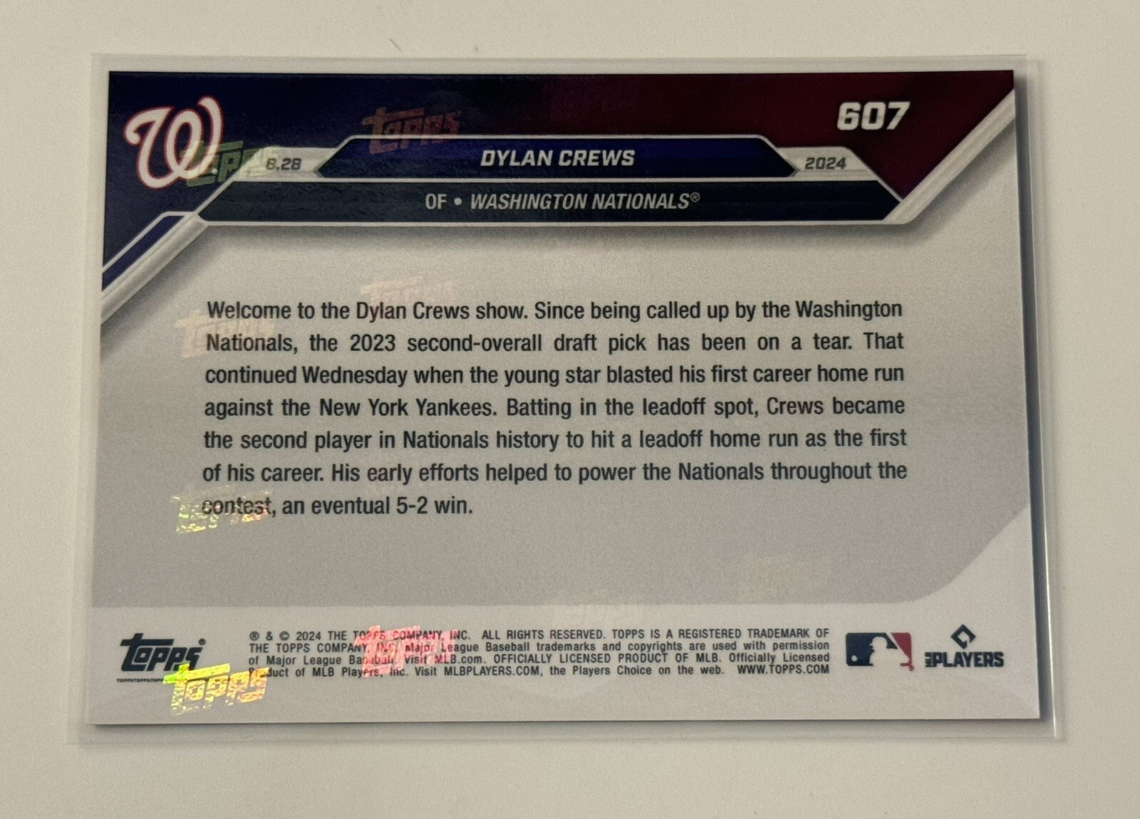 4/10 Dylan Crews 2024 Topps Now Call-Up Washington Nationals ORANGE Parallel 607