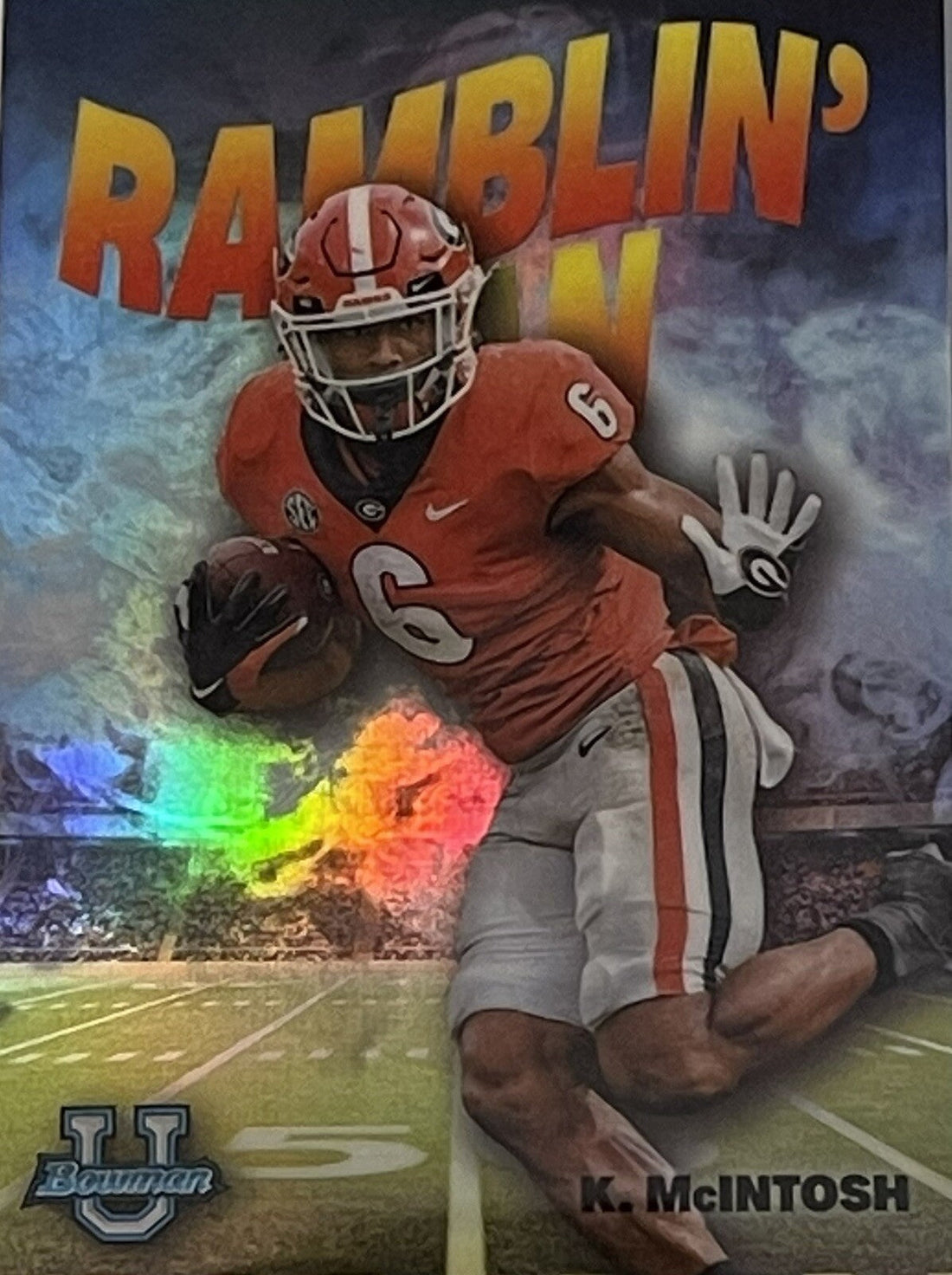 Kenny McIntosh 2022 Bowman U Refractor football card Ramblin' Man design UGA Bulldogs