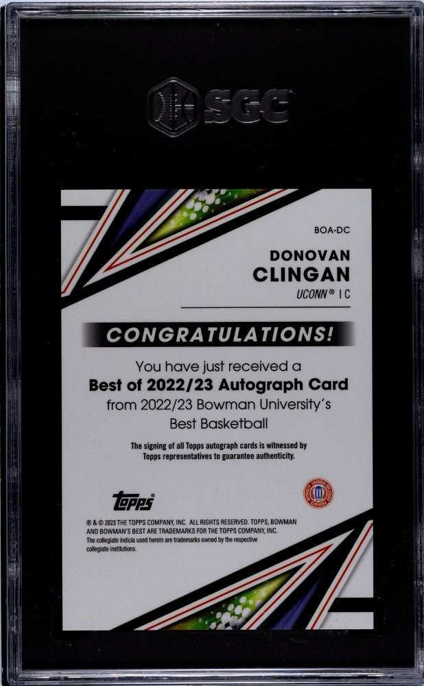 2022 Bowman U Best Donovan Clingan autographed rookie basketball trading card graded 9 by SGC