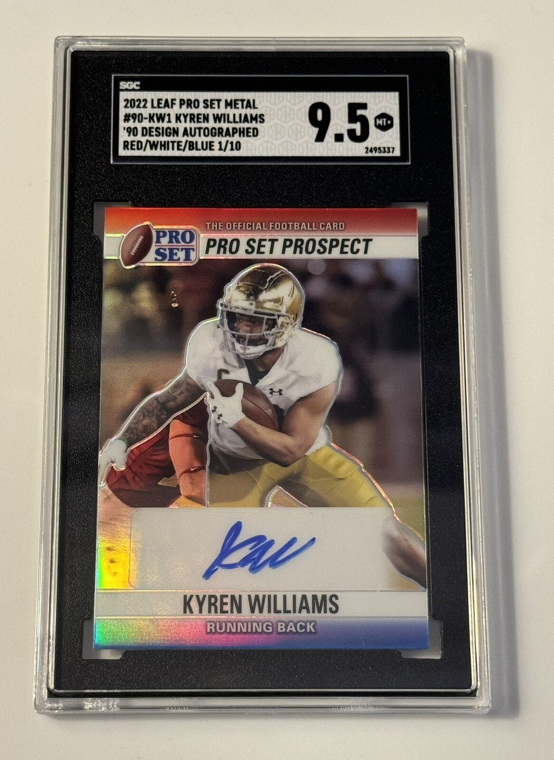 1/10 KYREN WILLIAMS RC Auto 2022 Leaf Pro Set Metal  #90-KW1  RWB Rams - SGC 9.5