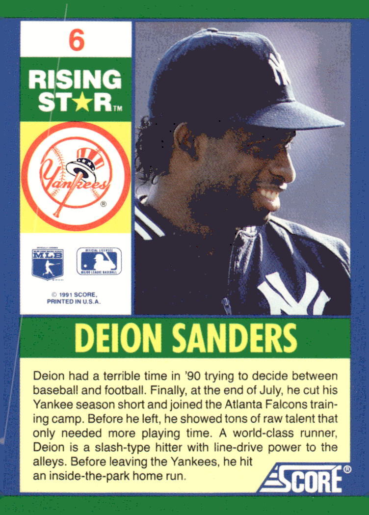 1991 Score 100 Rising Stars #6 Deion Sanders
