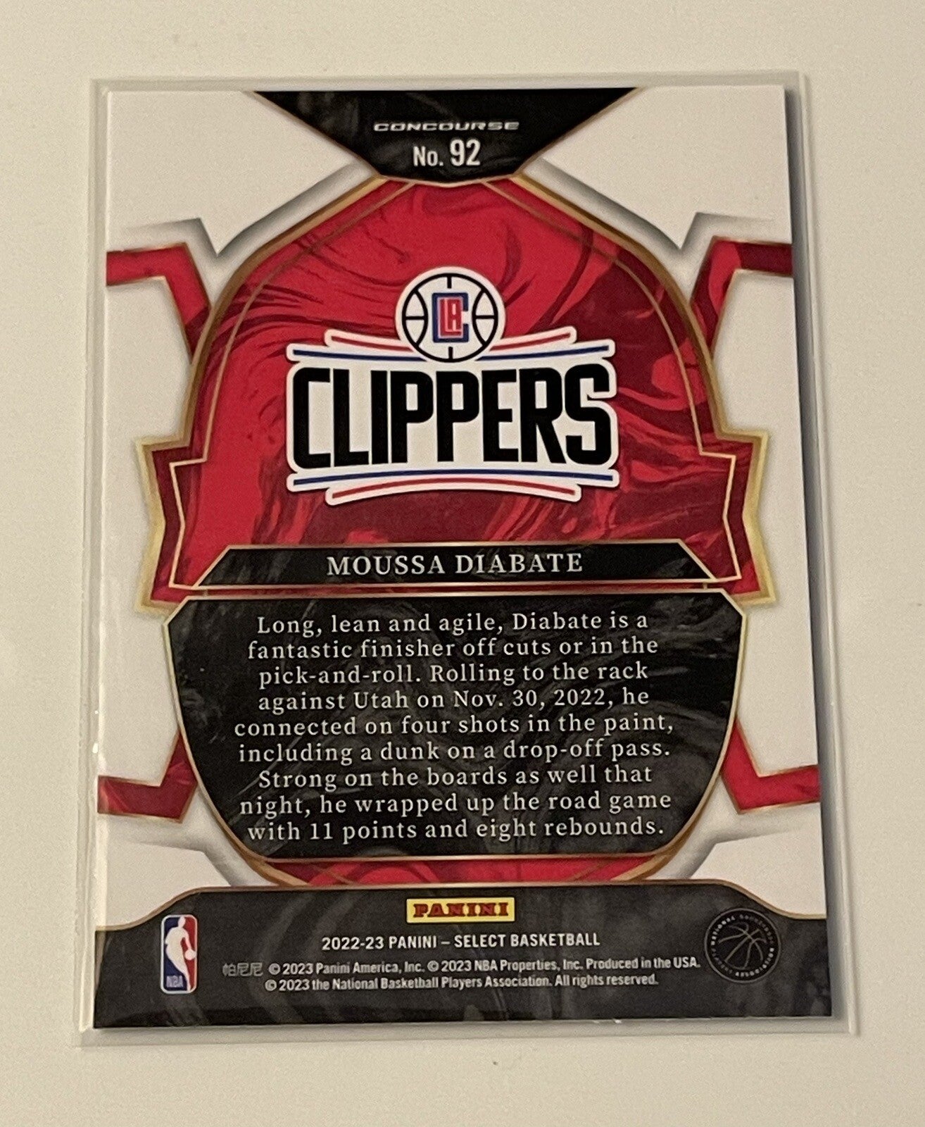 2022-23 Select Basketball Moussa Diabate RC - Concourse Retail Blue Silver Prizm