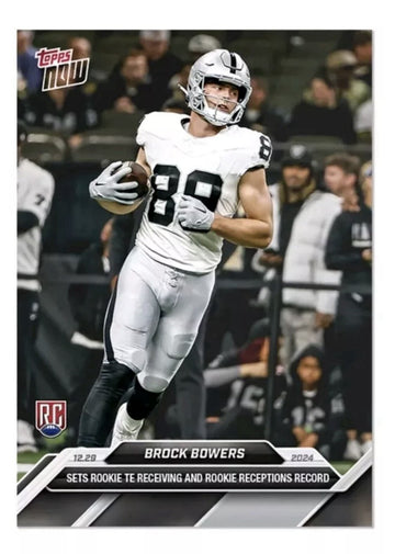 Brock Bowers RC 2024 Topps Now #17 Rookie TE Receiving Record - LIMITED EDITION!