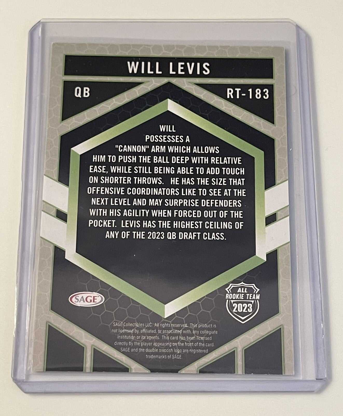 Sage 2023 Will Levis #RT-183 All Rookie Team NCAA Wildcats/NFL Titans Football *