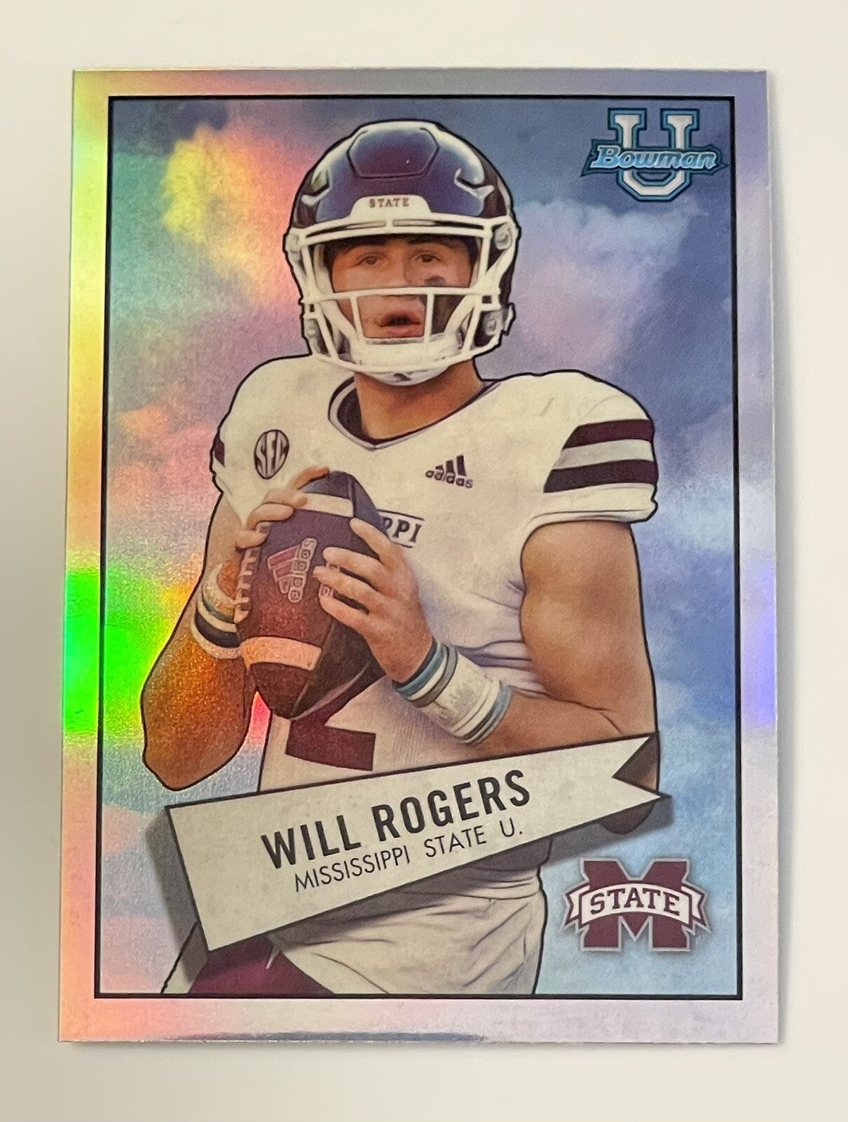 WILL ROGERS 2022 Bowman Chrome NCAA 1952 Insert Refractor #52BF-10 - MS Bulldogs