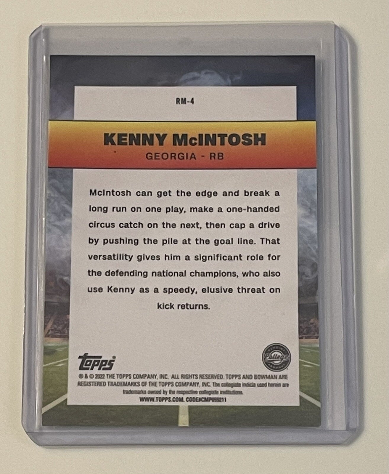 Kenny McIntosh 2022 Bowman U Refractor RM-4 football card Georgia Bulldogs RB