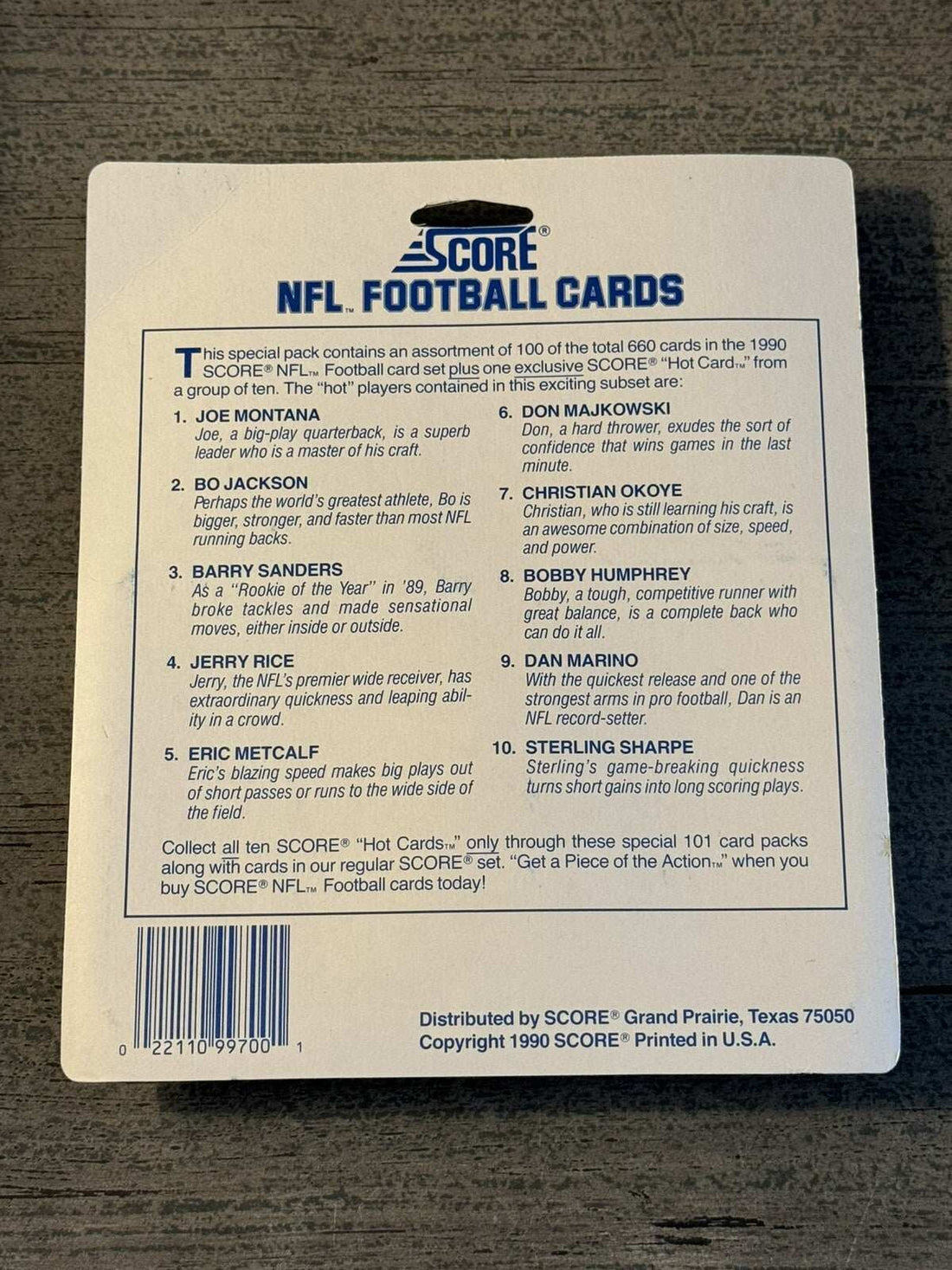 1990 Score NFL SEALED 101 Card 1990 Score NFL SEALED 101 Card Set Dan Marino Football Hot