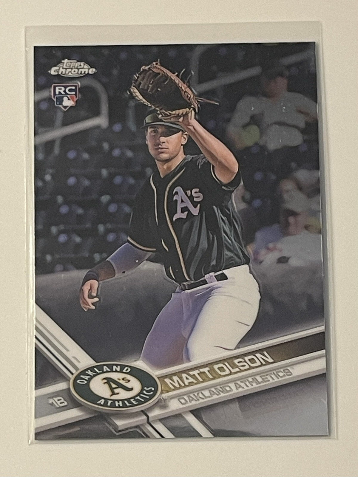 2017 Topps Chrome Matt Olson rookie card #98 pink refractor Oakland Athletics baseball collectible
