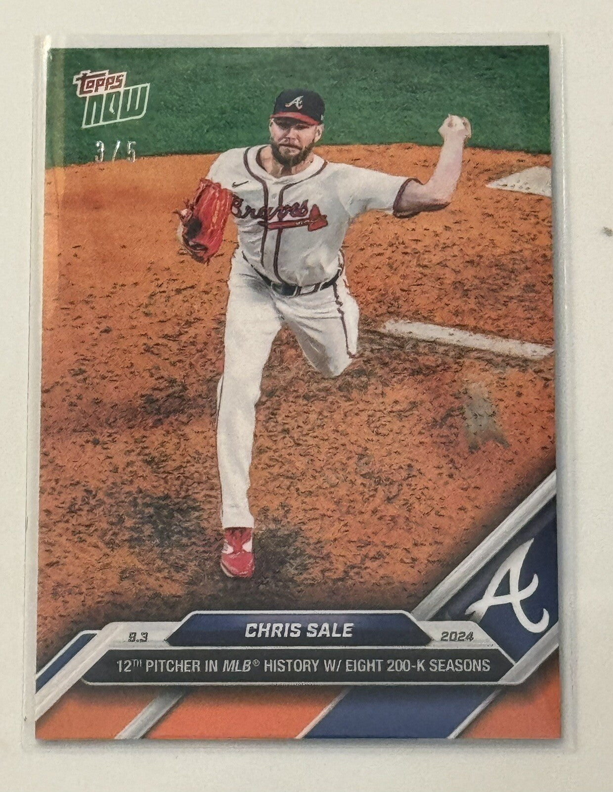 3/5! Chris Sale MLB Braves 2024 Topps Now 12th In History 8 200k Seasons 639 Cy?