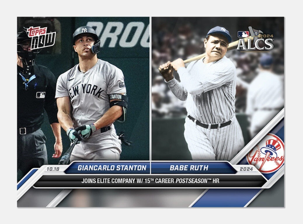 HISTORY! Stanton/Ruth Ties Ruth W/15 PS HR 2024 Topps Now NY Yankees #853 READY!