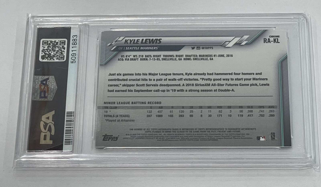 Kyle Lewis 2020 Topps Chrome RC Auto baseball card PSA 10 Gem Mint Mariners rookie autograph
