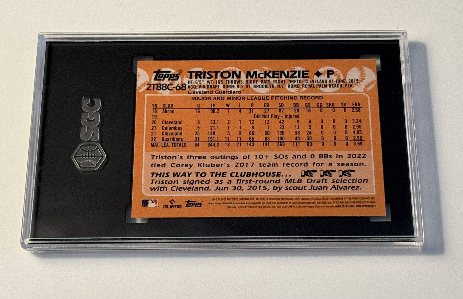 2023 Topps Series 2 Triston McKenzie Mojo Refractor Silver Pack 2T88C-68 SGC 9.5