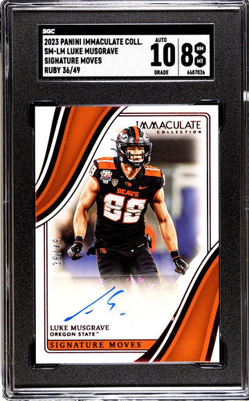 2023 Panini Immaculate Luke Musgrave 36/49 RC Auto Rookie OS Bears/Packers SGC 8