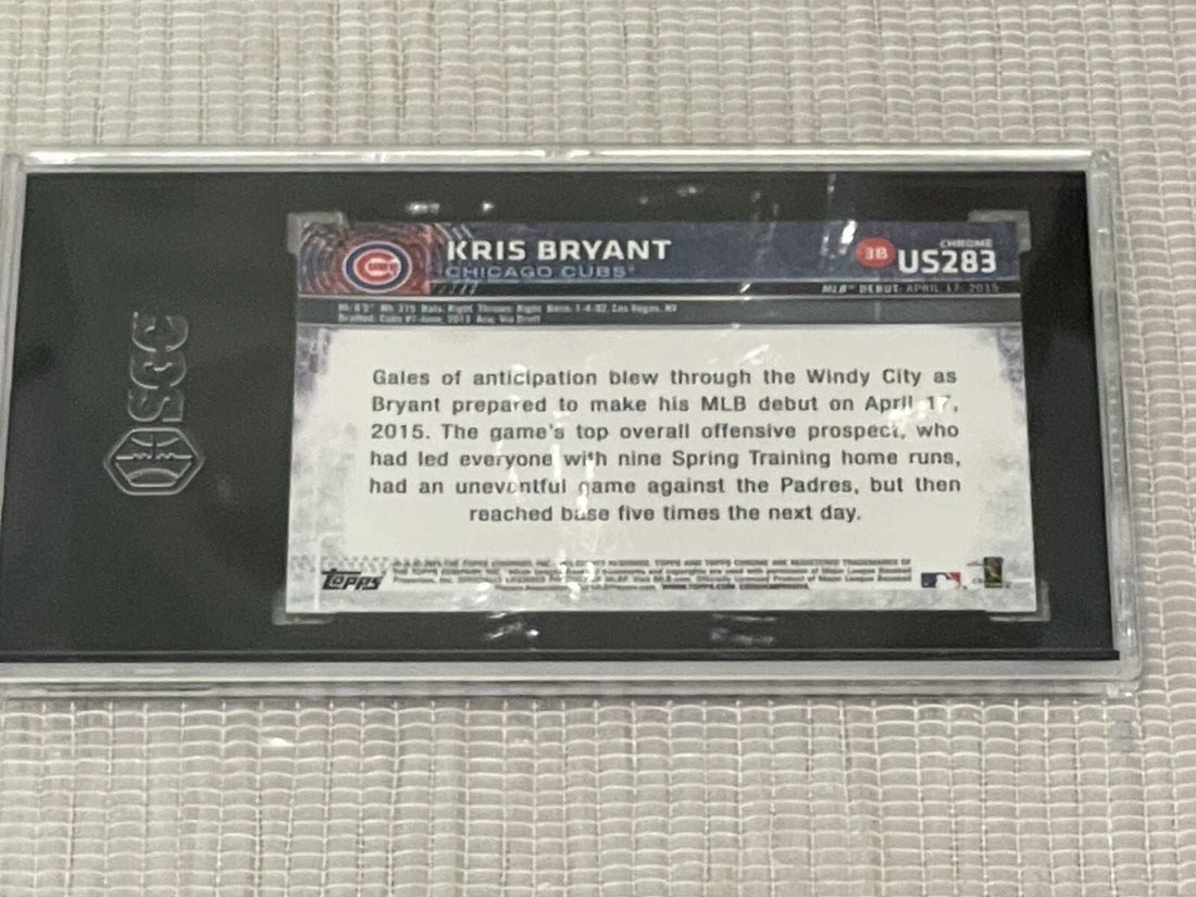 2015 Topps Chrome Update Kris Bryant rookie debut baseball card graded SGC 9.5 in protective case