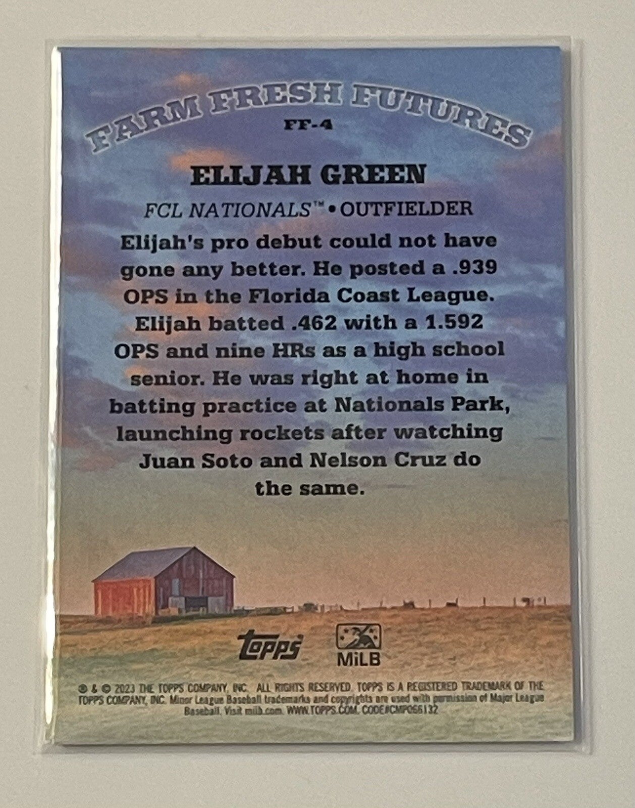 Jace Jung 2023 Topps Pro Debut Farm Fresh Futures  #FF-7 Texas Rangers MisPrint!