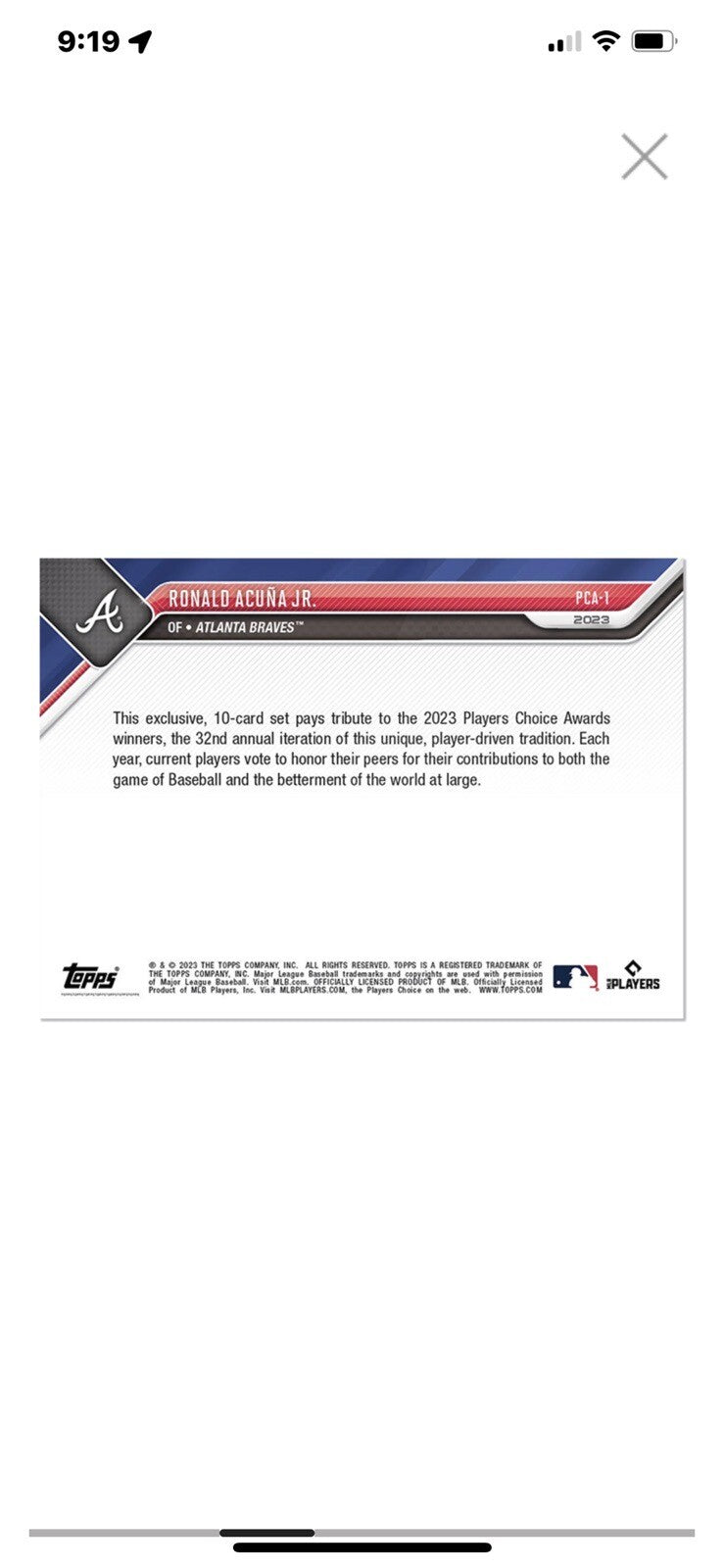 2023 MLB TOPPS NOW Players Choice Awards 10 Card Set Carroll RC Gunnar RC Ohtani