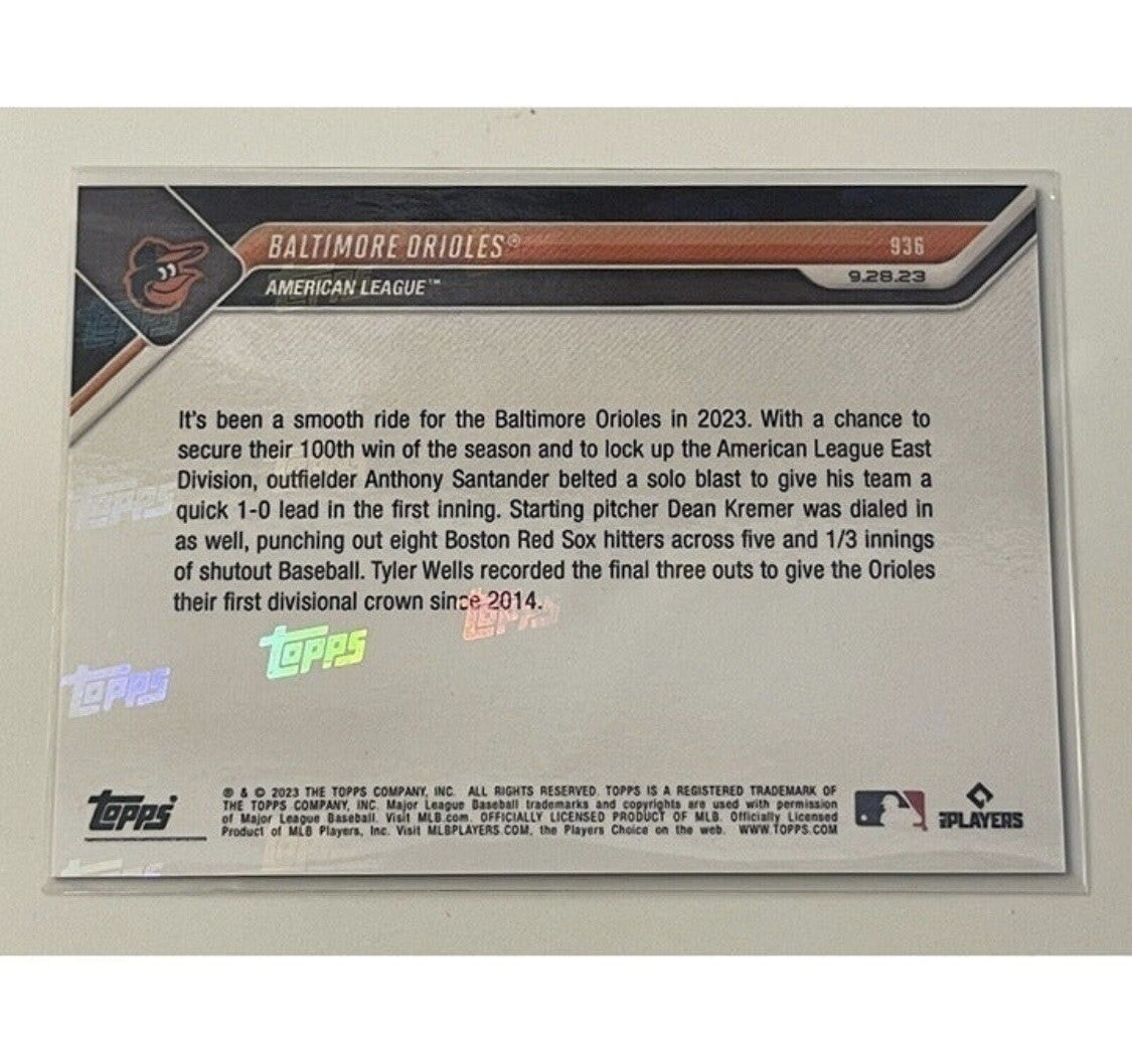 2023 MLB Topps Now Team Card - Clinched* AL East Baltimore Orioles Baseball #936