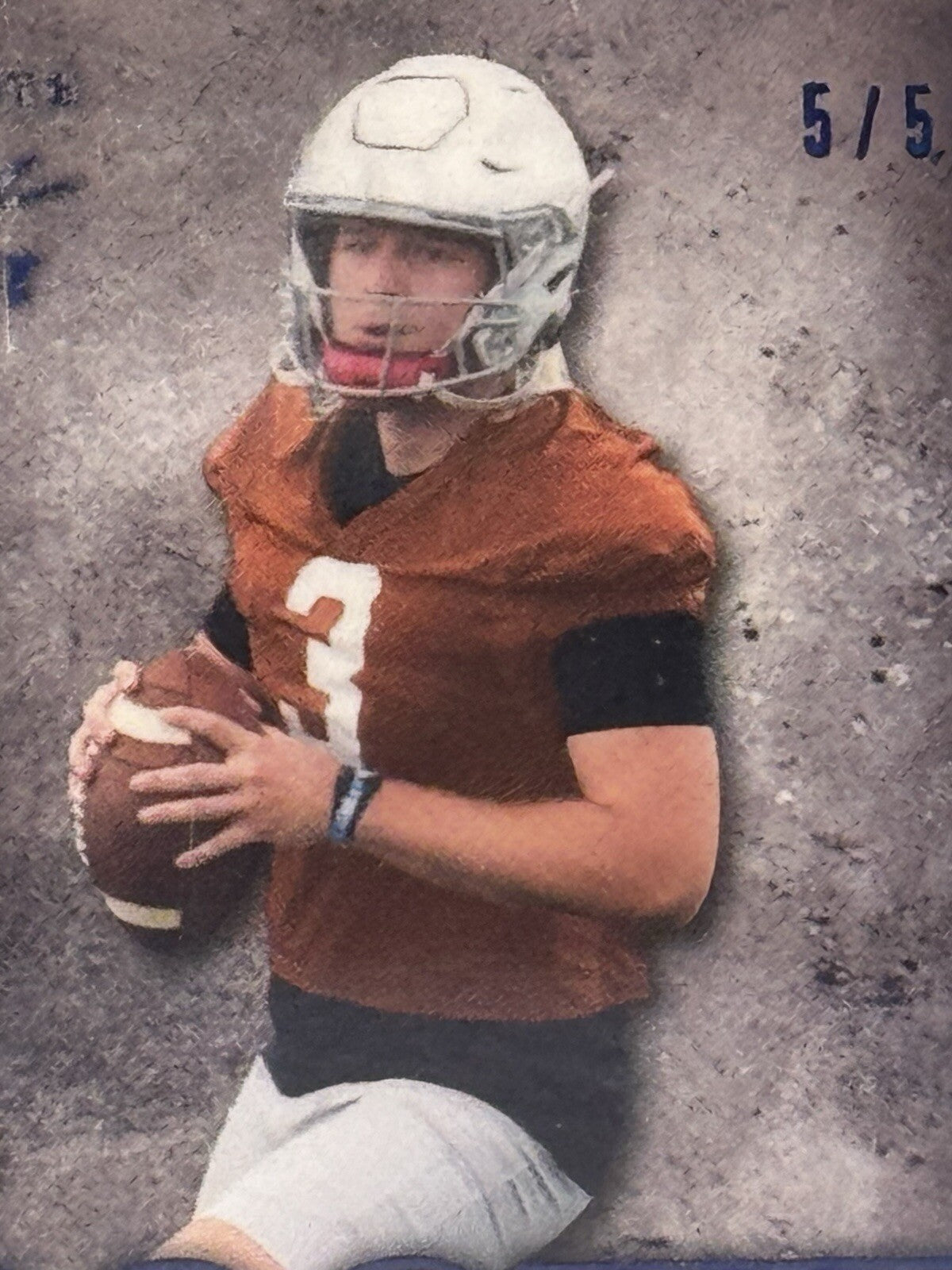 5/5 Quinn Ewers RC* Auto 2022 Leaf Ultimate Draft TEXAS Longhorns - Card #RA-QE1